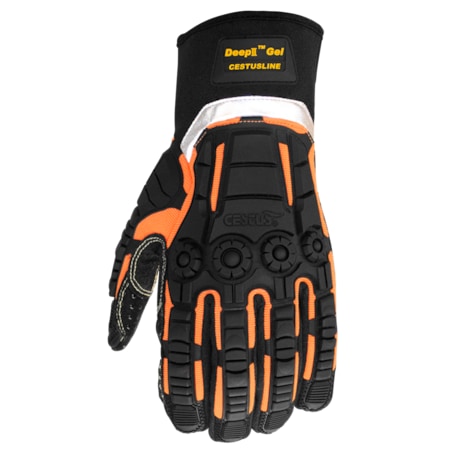 Cestus Impact Resistant Work Gloves, Deep II Gel, Synthetic Leather Palm, PVC Dot, Reinforced Thumb, 4XL, PR 3045-4XL